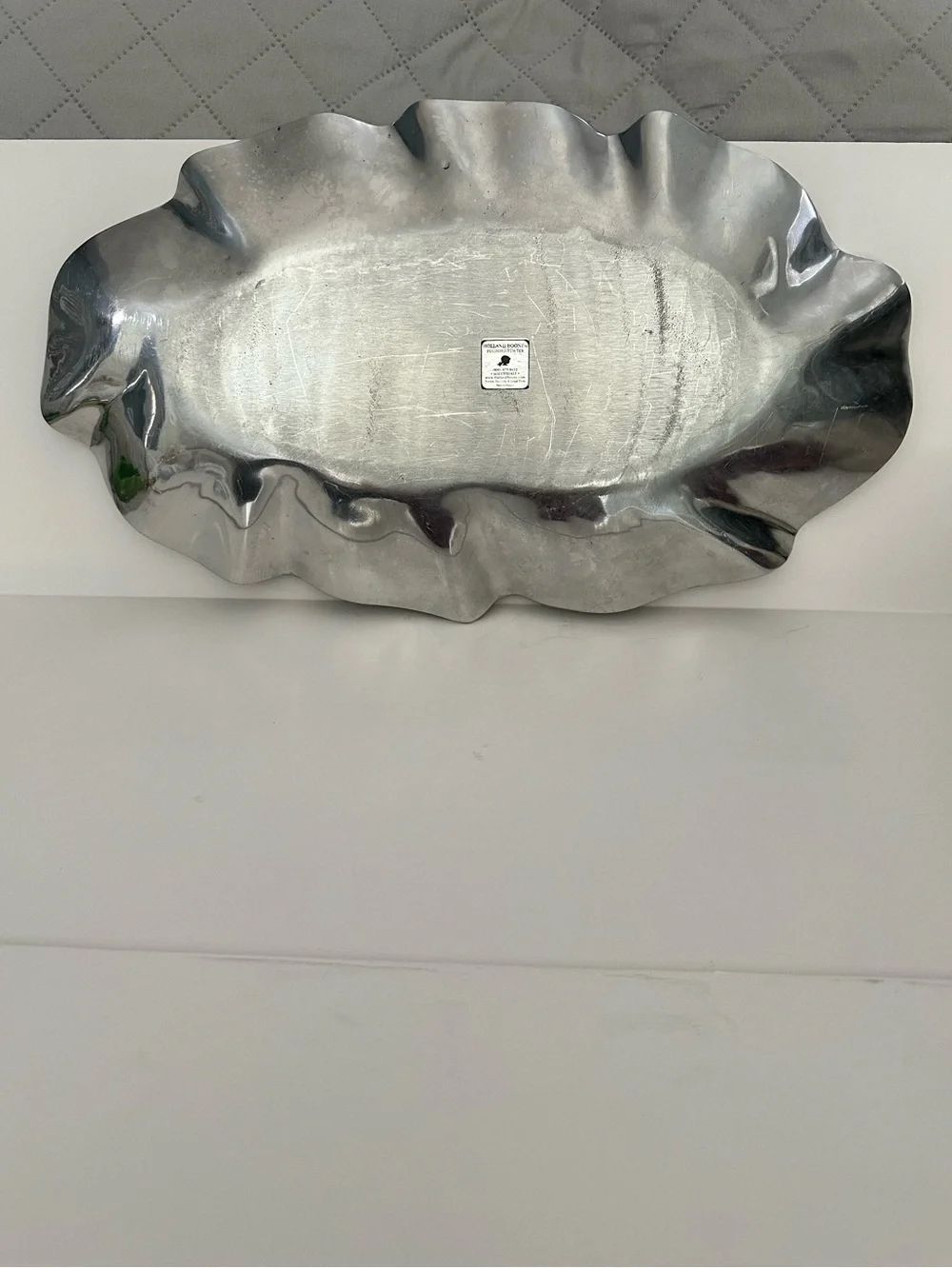 Vintage Holland Boone Polished Pewter Ruffled Serving Tray/Platter 18